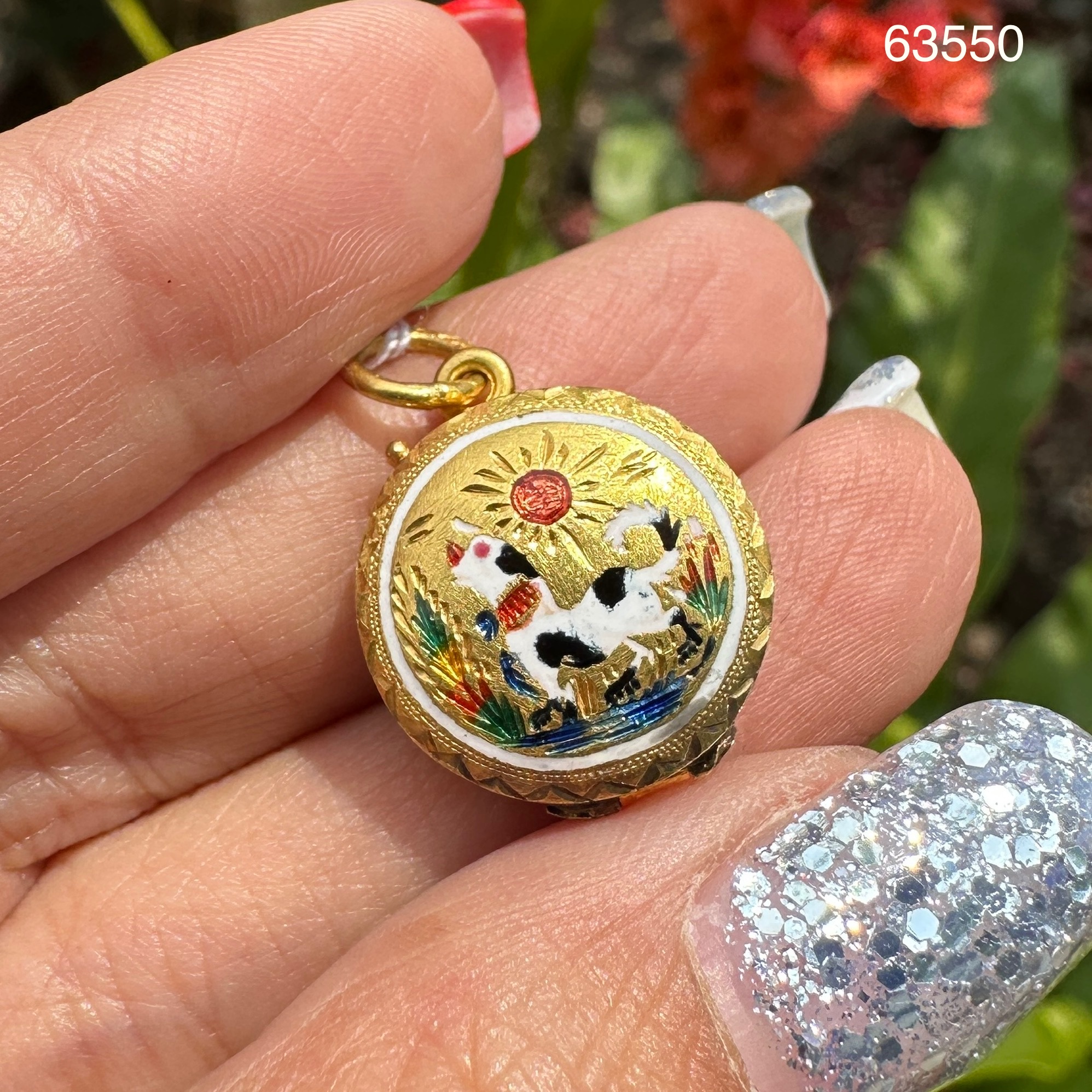 รหัส 63550 จี้ หมา ปีจอ นกบิน ทองลงยา ทอง90 นน. 5.43 g