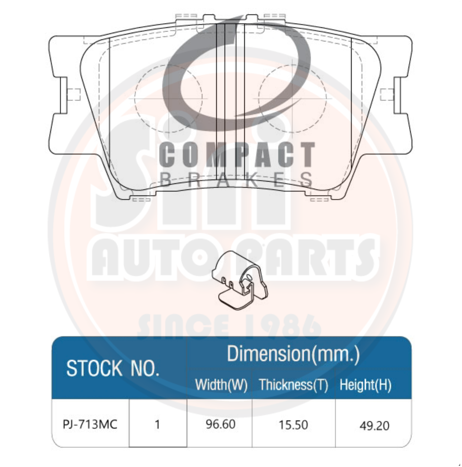 (ประกัน 1 เดือน) ผ้าเบรคหลัง/ดิสเบรคหลัง TOYOTA CAMRY ACV40 2.0 2.4 CAMRY ACV50 2.0 2.5 ปี 2007 - On โตโยต้า แคมรี่ DCC-713 COMPACT DC SILVER 1ชุด 4 ชิ้น