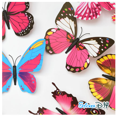 PVC Wall sticker สติ๊กเกอร์ติดผนัง 3D butterfly สไตล์D (กว้างfree.xสูงfree.)