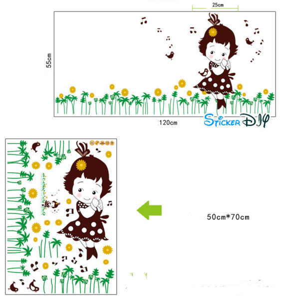 Transparent wall sticker สติ๊กเกอร์ติดผนัง คุณหนูร้องเพลง (กว้าง120cm.xสูง55cm.)