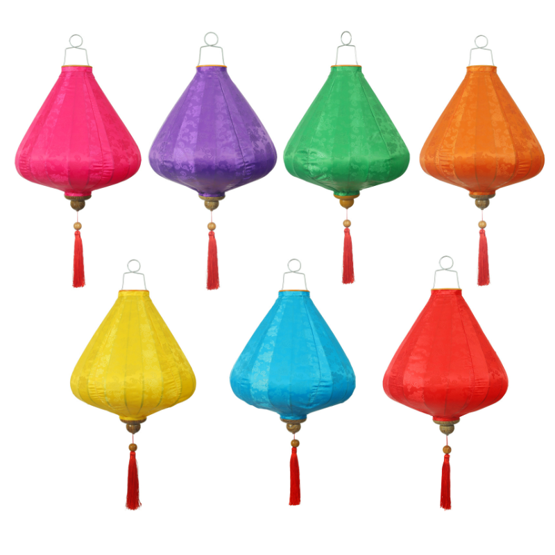 โคมไฟเวียดนาม โคมฮอยอัน ทรงหยดน้ำ สีพื้น