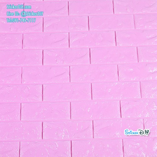 วอลเปเปอร์โฟม 3D วอลเปเปอร์ติดผนัง แบบโฟมลายอิฐนูน สีชมพูหวาน (ขนาด70x77CM)