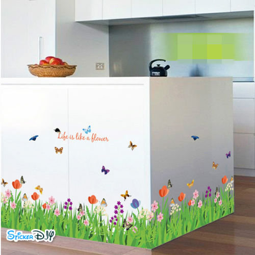 Transparent wall sticker สติ๊กเกอร์ติดผนังแต่งขอบ Life is a like flower (กว้าง176cm.xสูง40cm.)