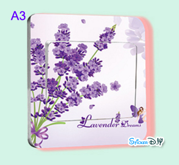Transparent Wall Sticker สติ๊กเกอร์ติดสวิตช์ไฟ "Flower" A3 (กว้าง8.7cm.xสูง8.7cm.)