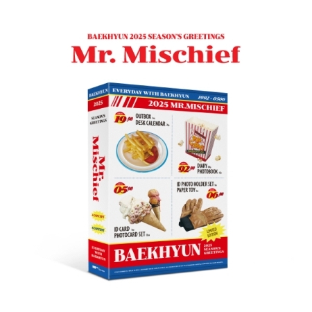 ( Pre-Order ) Baekhyun Season's Greetings 2025 [ Mr. Mischief ] ** สั่งเกิน 1 ชิ้นบวกค่าส่งเพิ่มชิ้นละ 20 บาท เนื่องจากสินค้าหนัก ** จำนวนจำกัด ** วางจำหน่าย 18 / 12 / 2024