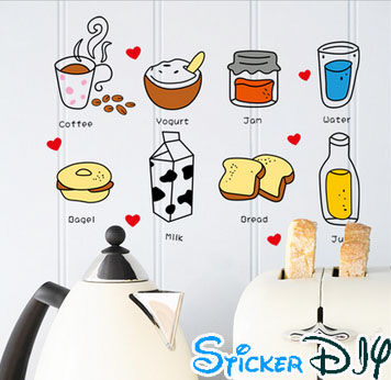 Transparent wall sticker สติ๊กเกอร์ติดผนัง Coffee สไตล์ D (กว้าง55cm.xสูง40cm.)