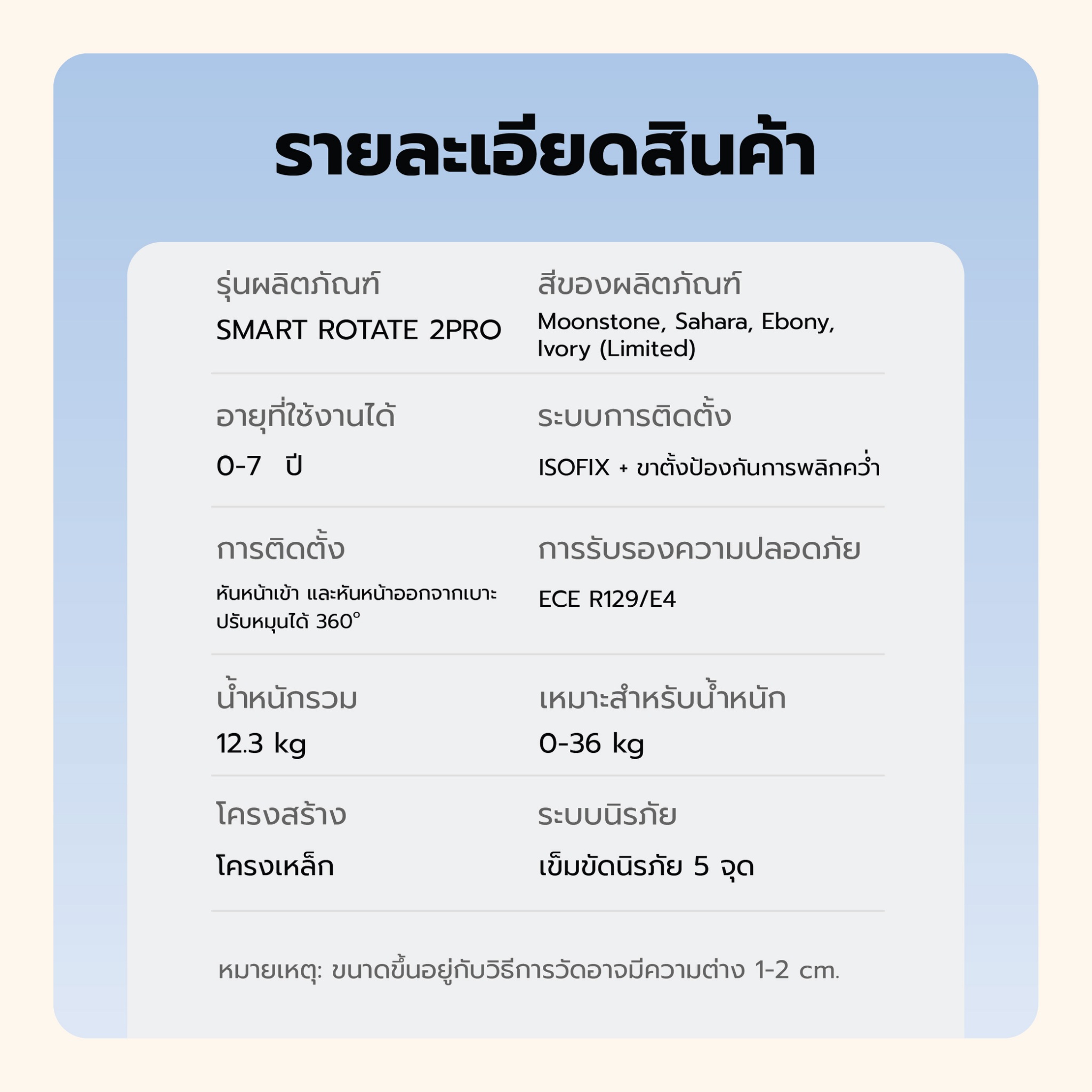คาร์ซีท Welldon รุ่น Smart Rotate 2 Pro ใช้ได้ตั้งแต่แรกเกิด - 7 ปี หมุนได้ 360° ติดตั้งระบบ ISOFIX มาตราฐาน ISIZE