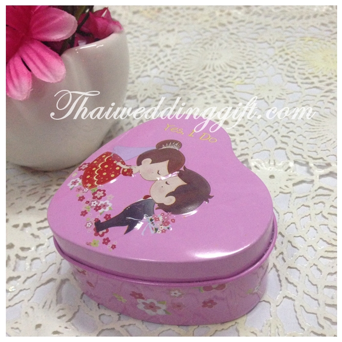 ตลับใส่ของทรงหัวใจ รูป ญช แพ็คถุงผ้าแก้ว พร้อมป้ายชื่อ