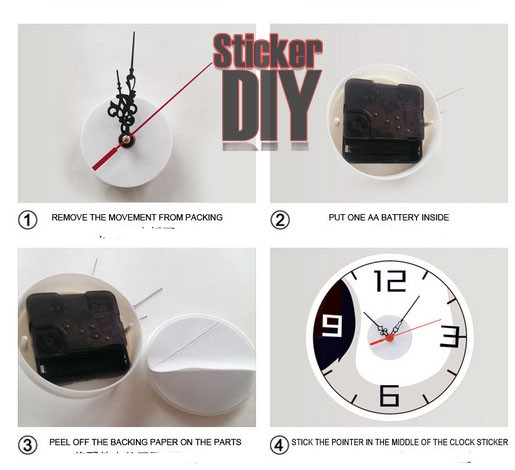 SA Transparent wall clock sticker สติ๊กเกอร์นาฬิกาติดผนัง Panda Dance (กว้าง90cm.xสูง68cm.)