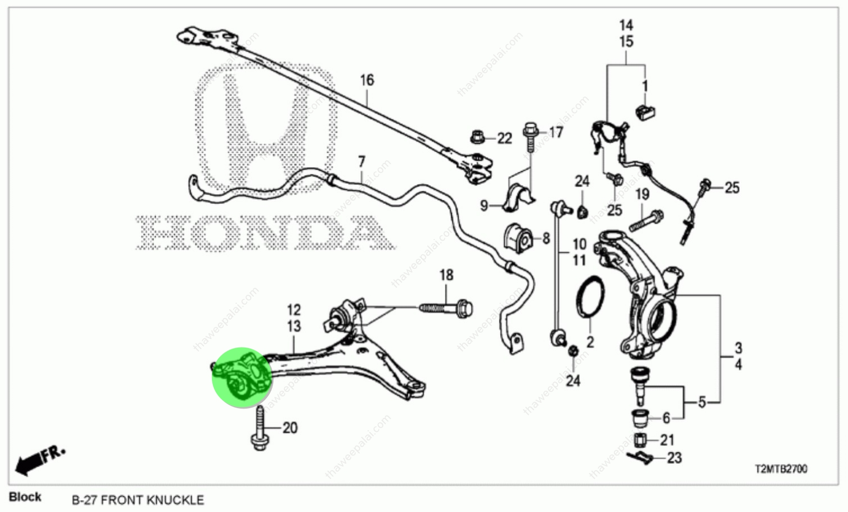 SKR บุชปีกนกล่าง ตัวใหญ่ (1 ตัว) Honda Accrod G9 2009-2012 บุชล่าง แอคคอร์ด G9 SHOCAB-054 (51391-T2A-A03)