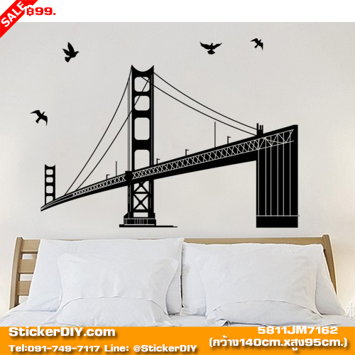 Transparent wall sticker สติ๊กเกอร์ติดผนัง Golden Gate Bridge (กว้าง140cm.xสูง95cm.)