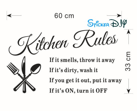 Vinyl wall sticker สติ๊กเกอร์ติดผนัง Kitchen Rules (กว้าง60cm.xสูง40cm.)