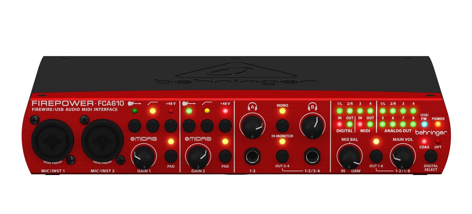 Behringer FCA610 *ของแท้รับประกัน1ปี* 6 x 10 Firewire/USB ออดิโออินเตอร์เฟส, 24bit /96kHz, ADAT,S/PDIF