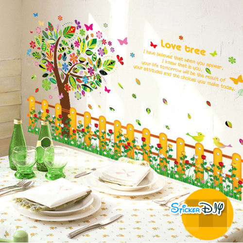Transparent wall sticker สติ๊กเกอร์ติดผนังแต่งขอบ "Love Tree" (กว้าง100cm.xสูง65cm.)
