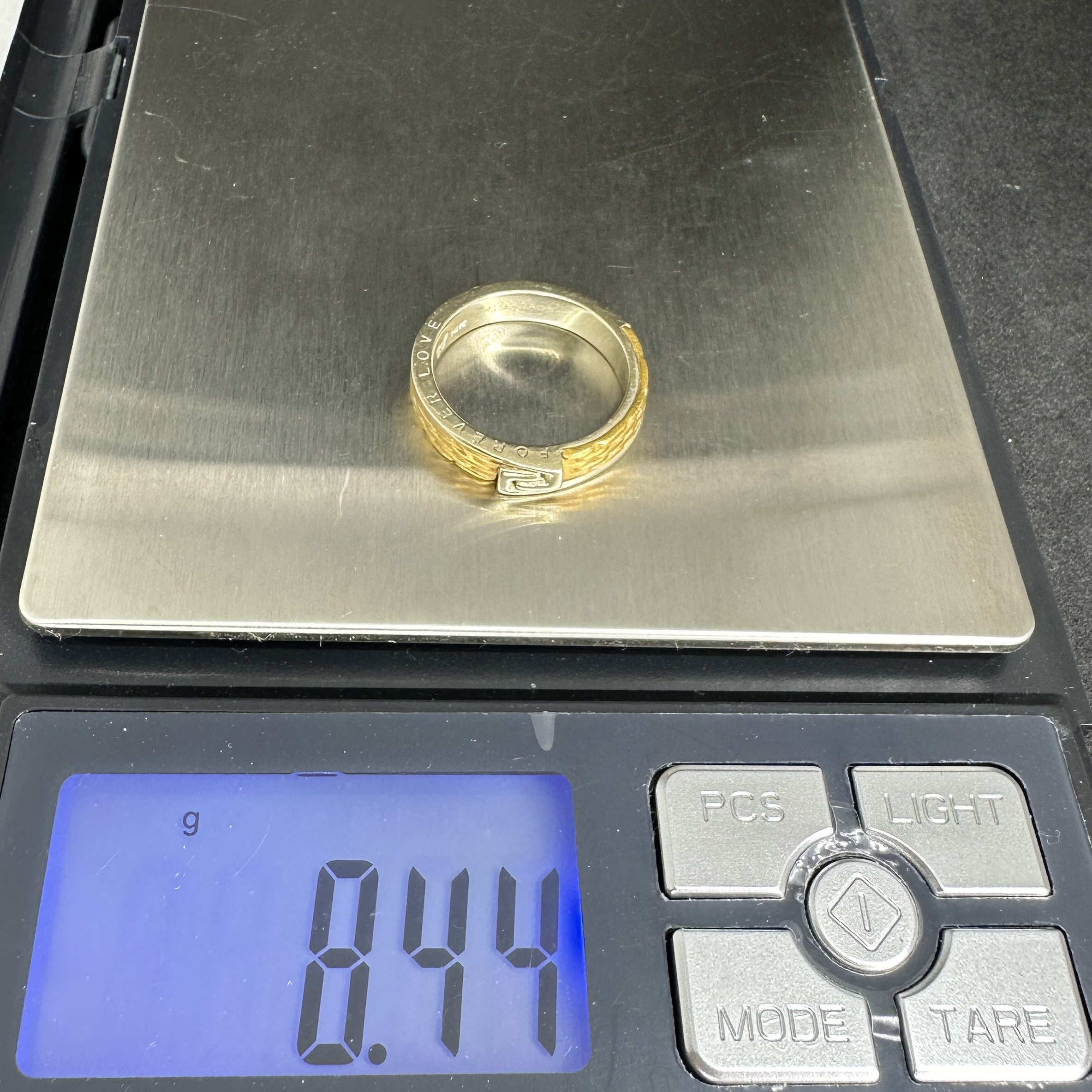 รหัส 62544 แหวน Gold Master ทอง24K + ทอง14K ลายGucci ตอก FOREVER LOVE size 58.5 นน. 8.44 g