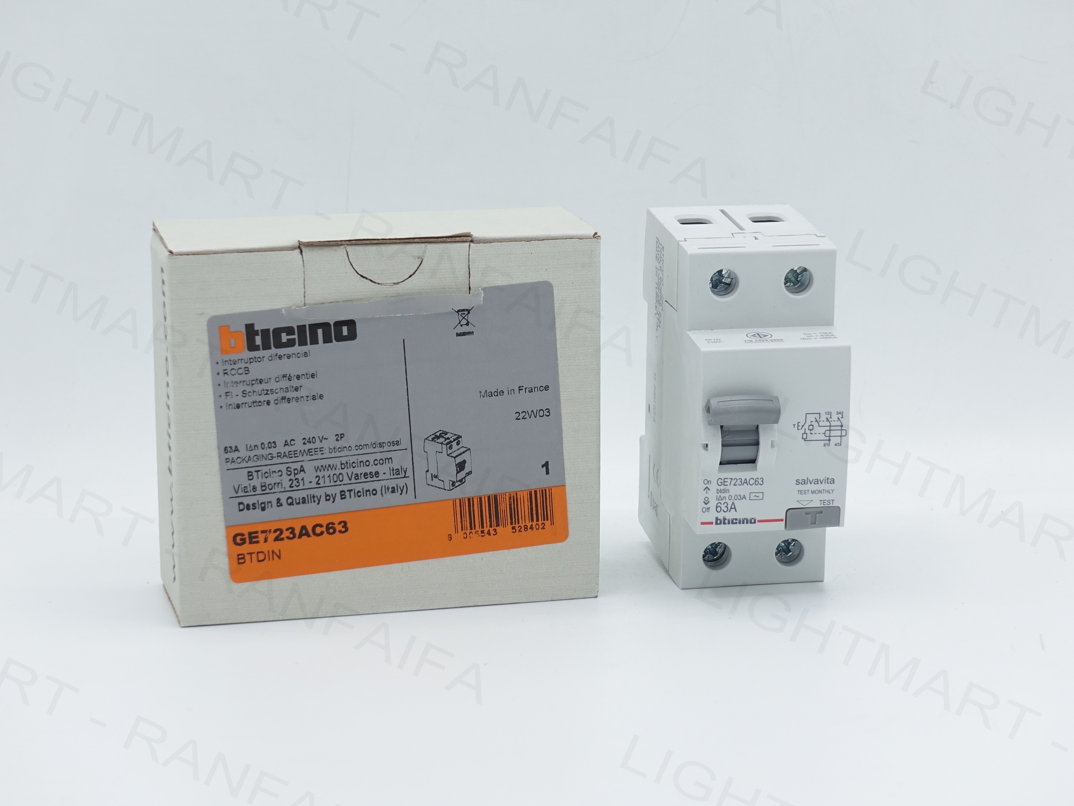 เบรกเกอร์ 2P กันไฟดูด (RCCB) 40-63A "Bt-DIN"