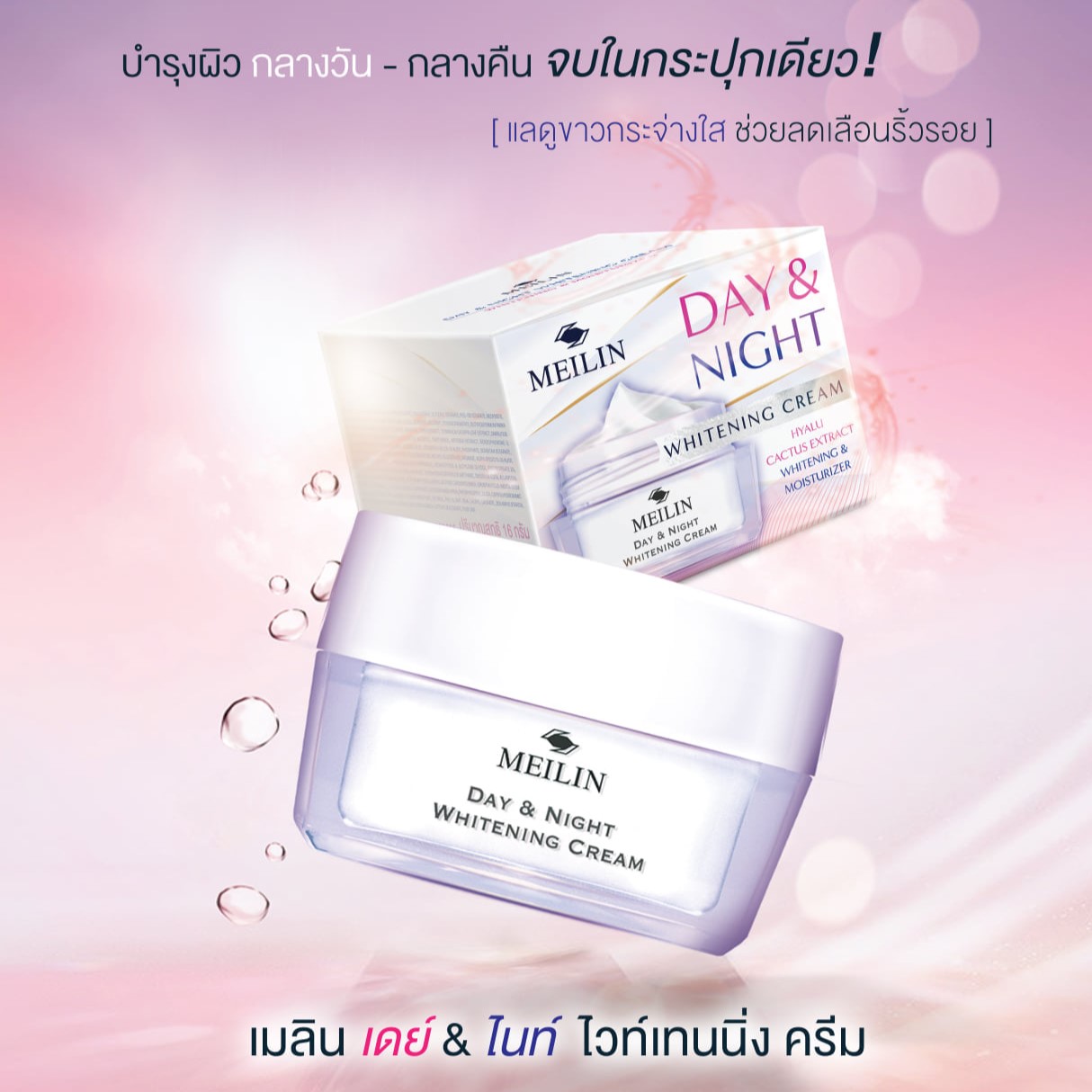 MEILIN เมลิน เดย์ & ไนท์ ไวท์เทนนิ่ง ครีม ลดริ้วรอย หมองคล้ำ (16 กรัม) DAY & NIGHT WHITENING CREAM (16 G)