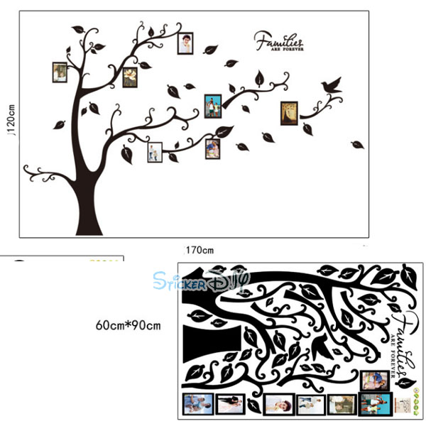 Transparent Wall sticker สติ๊กเกอร์ติดผนัง ต้นไม้กรอบรูป Familier are forever สีดำ (กว้าง120cm.xสูง170cm.)