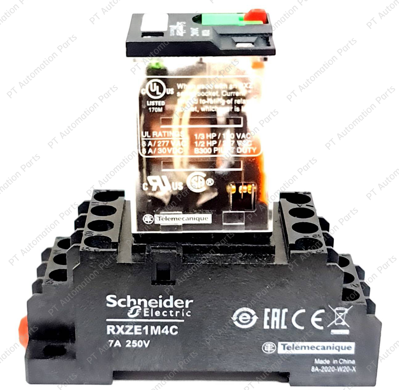 (แพ็ค/10ชุด) รีเลย์พร้อมซ็อกเก็ต ชไนเดอร์ Schneider Electric RXM4AB2B7 RXZE1M4C 24VAC 6A 4คอนแทค 14ขา มีไฟแสดงสถานะ LED