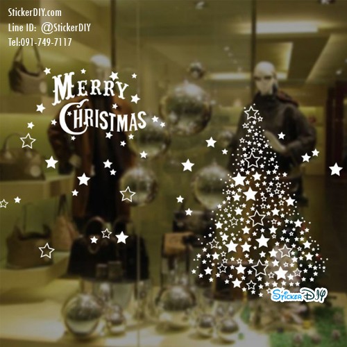 Transparent wall sticker สติ๊กเกอร์ติดผนัง Merry Christmas AMJ010 (กว้าง95cm.xสูง83cm.)
