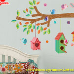 Transparent Wall Sticker สติ๊กเกอร์ติดผนัง บ้านนกบนกิ่งไม้ใหญ่ (กว้าง120cm.xสูง100cm.)