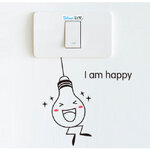 Transparent Wall Sticker สติ๊กเกอร์ติดสวิตช์ไฟ Light I am happy (กว้าง9cm.xสูง13cm.)