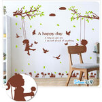 Transparent wall sticker สติ๊กเกอร์ติดผนัง Happy Day (กว้าง133cm.xสูง125cm.)