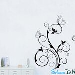 Transparent wall sticker สติ๊กเกอร์ติดผนัง Flower vine butterfly สไตล์ B (กว้าง100cm.xสูง140cm.)