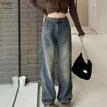 P03708 กางเกงยีนส์ขายาว กระดุมหน้า ผ้ายีนส์เนื้อดีมาก สีสนิม