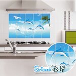 Aluminium Foil Sticker สติ๊กเกอร์อลูมิเนียม ฝูงโลมากระโจน (กว้าง75cm.xสูง45cm.)