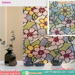 (กว้าง90cm.xยาว35cm.)ฟิล์ม PVC สูญญากาศติดกระจก "Colorful Flowers" GS046