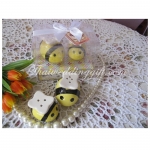 ผึ้งน้อยคู่ ใส่เกลือ พริกไทย แพ็คกล่อง PVC ใส ผูกโบว์