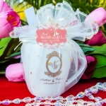 แก้วกาแฟทรงป้อม สกรีน1สี หูจับหัวใจ แพ็คถุงผ้าฟูกากเพชร