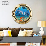 Wall Sticker สติ๊กเกอร์ติดผนัง 3D Underwater world "Dolphin" II (กว้าง88cm.xสูง57cm)