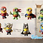 Transparent wall sticker สติ๊กเกอร์ติดผนัง MINIONS SUPER HEROS (กว้างfreexสูงfree)