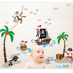 Transparent wall sticker สติ๊กเกอร์ติดผนัง Palm Corsair (กว้าง166cm.xสูง93cm.)