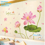 Transparent wall sticker สติ๊กเกอร์ติดผนัง ดอกบัว "ความเจริญรุ่งเรือง มั่นคง ชีวิตดีงาม" XL8292 (กว้าง140cm.xสูง96cm.)