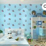 (หน้ากว้าง45cm.xยาว10m.)Wallpaper sticker วอลเปเปอร์แบบกาวในตัว DORAEMON 1A