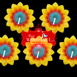 เทียนหอมลอยน้ำดอกทานตะวัน แพ็คถุงแก้ว ผูกเชือกพร้อมใบไม้