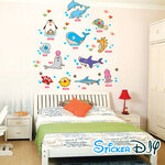 Transparent wall sticker สติ๊กเกอร์ติดผนัง แรกเริ่มเรียนรู้ ANIMALS (กว้าง75cm.xสูง80cm.)