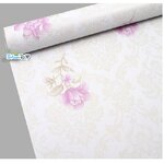 (กว้าง45cm.xยาว10m.)Wallpaper sticker วอลเปเปอร์แบบกาวในตัว Flower สไตล์H สีม่วง