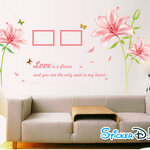 Transparent wall sticker สติ๊กเกอร์ติดผนัง Love is a flower สีชมพู (กว้าง170cm.xสูง95cm.)