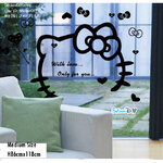 Vinly Wall Sticker สติ๊กเกอร์ติดผนัง Kitty BigFace สีดำ ขนาดกลาง (กว้าง118cm.xสูง86cm.)