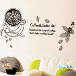 Transparent wall sticker สติ๊กเกอร์ติดผนัง Coffee&Latte Art (กว้าง120m.xสูง60cm.)