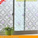 สติ๊กเกอร์ฝ้าติดกระจก แบบมีกาวในตัว ลายหลุยส์ขาวดอกม่วง (หน้ากว้าง 90cm) เมตรละ 89 บาท