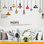 Transparent wall sticker สติ๊กเกอร์ติดผนัง โคมไฟ "HOPE" (กว้าง155cm.xสูง93cm.)