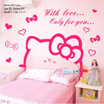 Vinly Wall Sticker สติ๊กเกอร์ติดผนัง Kitty BigFace สีชมพูเข้ม ขนาดใหญ่พิเศษ (กว้าง210cm.xสูง150cm.)