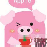 Transparent Wall Sticker สติ๊กเกอร์ติดสวิตช์ไฟ เจ้าหมูน้อย Apple (7x12.5cm.)