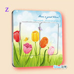 Transparent Wall Sticker สติ๊กเกอร์ติดสวิตช์ไฟ "Flower" Z (กว้าง8.7cm.xสูง8.7cm.)