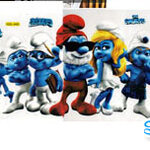 Transparent Wall Sticker PVC สูญญากาศ Smurf (กว้าง56cmxสูง20cm)